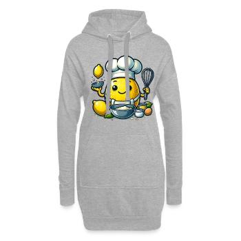 Fröhlicher Zitronenbäcker Mit Kochmütze - Hoodie-Kleid - Grau meliert - Vorne