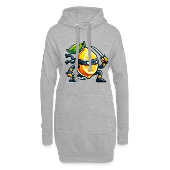 Ninja citron avec épée de samouraï - Sweat-shirt à capuche long Femme - gris chiné - Devant