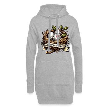 Unser Nest Ist Gewachsen Familie Liebe - Hoodie-Kleid - Grau meliert - Vorne