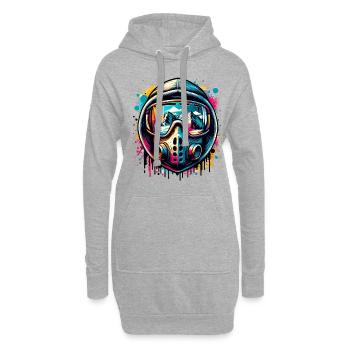 Abenteuerlustige Berglandschaft in Skimaske - Hoodie-Kleid - Grau meliert - Vorne