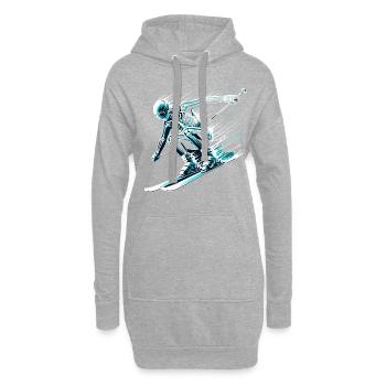 Skelett Skifahrer Voller Energie Und - Hoodie-Kleid - Grau meliert - Vorne