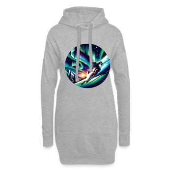 Abenteuerliches Skifahren Unter Nordlichtern - Hoodie-Kleid - Grau meliert - Vorne