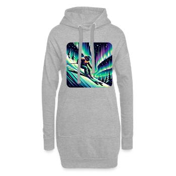 Skifahren Unter Nordlichtern - Hoodie-Kleid - Grau meliert - Vorne