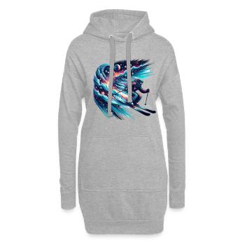 Skieur cosmique dans l’espace - Sweat-shirt à capuche long Femme - gris chiné - Devant