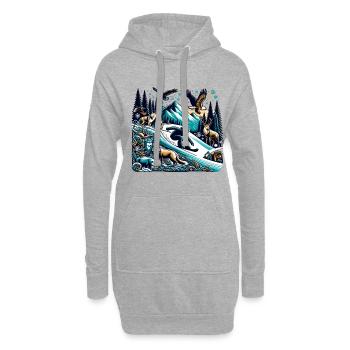 Winterabenteuer in Der Wildnis Mit Snowboarder - Hoodie-Kleid - Grau meliert - Vorne