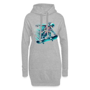 Skelett Skater Abenteuer - Hoodie-Kleid - Grau meliert - Vorne