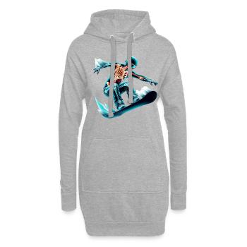 Skeleton Snowboarder Adventure - Hoodie Dress - heather grey - Front