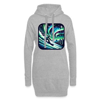 Spektakuläre Skiabfahrt unter Polarlichtern - Hoodie-Kleid - Grau meliert - Vorne