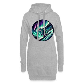Snowboarder Unter Polarlichtern - Hoodie-Kleid - Grau meliert - Vorne