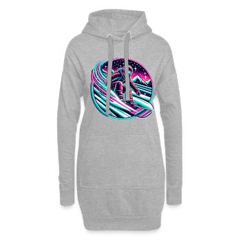 Snowboard Abenteuer in der Nacht - Hoodie-Kleid - Grau meliert - Vorne