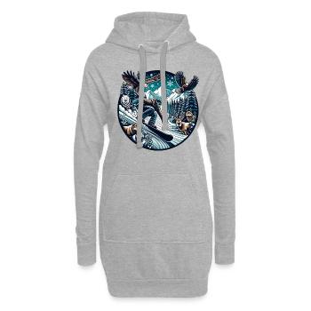 Aventure en snowboard dans la nature sauvage avec des loups et - Sweat-shirt à capuche long Femme - gris chiné - Devant
