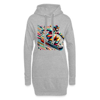 Bunter Snowboarder in Aktion - Hoodie-Kleid - Grau meliert - Vorne
