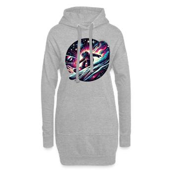 Aventure en snowboard dans l’espace - Sweat-shirt à capuche long Femme - gris chiné - Devant