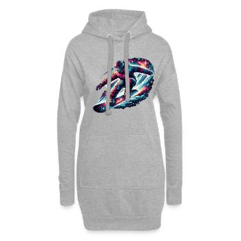 Futuristischer Snowboarder im Weltraum - Hoodie-Kleid - Grau meliert - Vorne