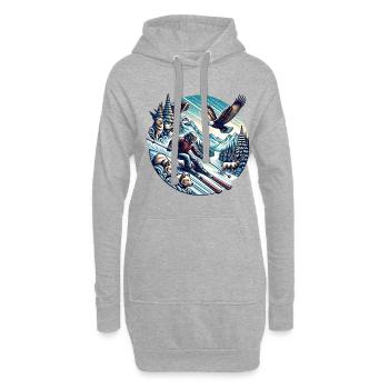 Aventures hivernales à la montagne avec la faune - Sweat-shirt à capuche long Femme - gris chiné - Devant