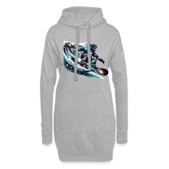 Snowboarden Im Universum: Galaktische Abfahrt - Hoodie-Kleid - Grau meliert - Vorne