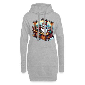 Magie de l’hiver : Bonhomme de neige au stand de vin chaud - Sweat-shirt à capuche long Femme - gris chiné - Devant