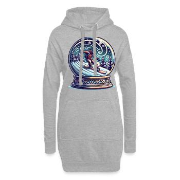 Abenteuer Im Schnee: Snowboarder in Schneekugel - Hoodie-Kleid - Grau meliert - Vorne