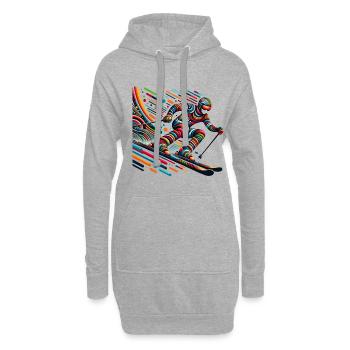 Skieur coloré Abstrait Motion Art - Sweat-shirt à capuche long Femme - gris chiné - Devant