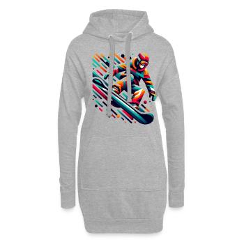 Bunter Snowboarder im Sprung - Hoodie-Kleid - Grau meliert - Vorne