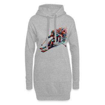 Skieur coloré en action Artwork - Sweat-shirt à capuche long Femme - gris chiné - Devant