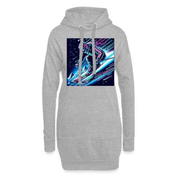 Neon Skifahrer Abenteuer in den Alpen - Hoodie-Kleid - Grau meliert - Vorne