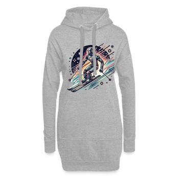 Futuristischer Roboter Skifahrer in Action - Hoodie-Kleid - Grau meliert - Vorne