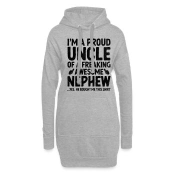 Ich bin ein stolzer Onkel eines verdammt geilen Neffen - Hoodie-Kleid - Grau meliert - Vorne