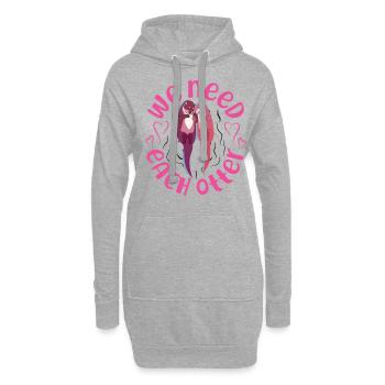 Loutre Saint-Valentin Jeu de mots dont nous avons besoin - Sweat-shirt à capuche long Femme - gris chiné - Devant