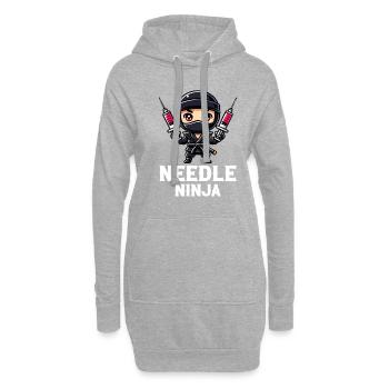 Needle Ninja, funny phlebotomist - Hoodie-Kleid - Grau meliert - Vorne