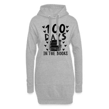 100 Tage in den Büchern Bücherlesen Bücherwurm - Hoodie-Kleid - Grau meliert - Vorne