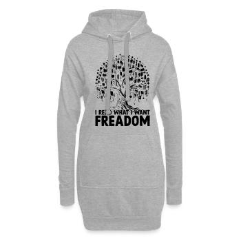 Ich lese, was ich will, Freadom Buch lesen Bücherwurm - Hoodie-Kleid - Grau meliert - Vorne