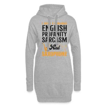 Saxophones Je parle 4 langues - Sweat-shirt à capuche long Femme - gris chiné - Devant