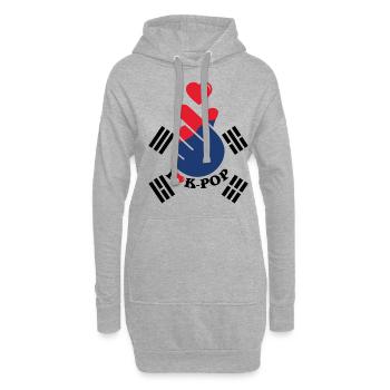 I Love K-Pop Herz Hand Geste Flagge - Hoodie-Kleid - Grau meliert - Vorne