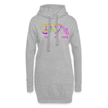 Saxophone Tie Dye Peace Love - Hoodie-Kleid - Grau meliert - Vorne