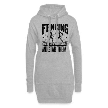 Fechten Finde Neue Freunde Und Stich sie Fechter - Hoodie-Kleid - Grau meliert - Vorne
