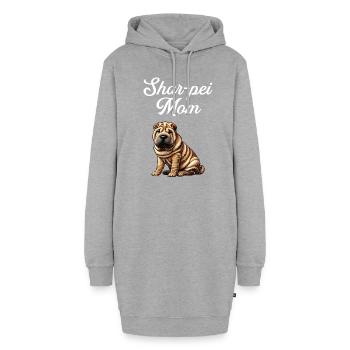 Chinese dog Shar-Pei mom - Hoodie-Kleid - Grau meliert - Vorne