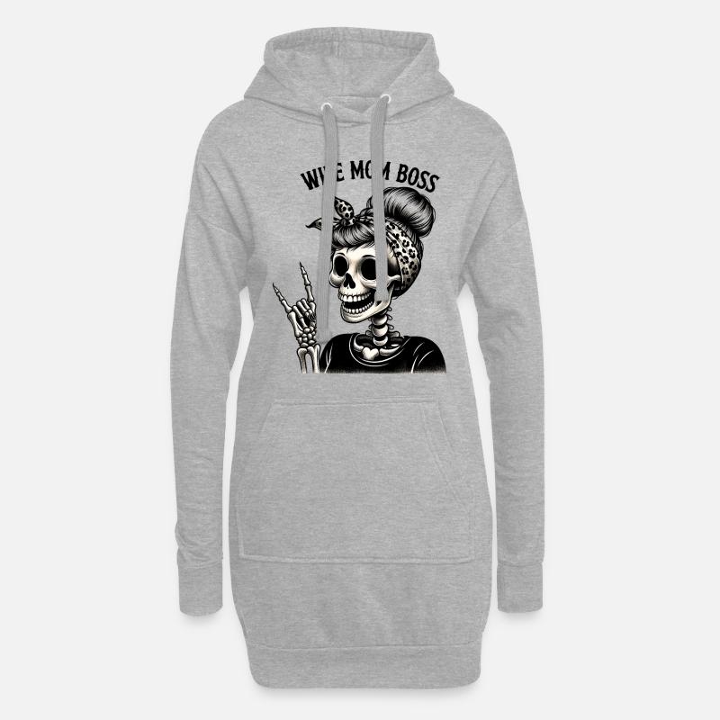 Ehefrau, Mutter, Chef. - Hoodie-Kleid - Grau meliert