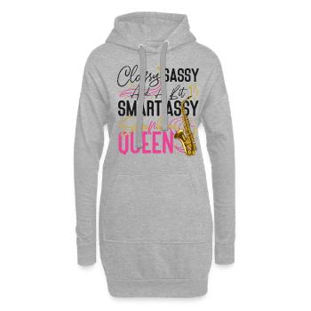 Saxophone Classy Sassy And A Bit - Hoodie-Kleid - Grau meliert - Vorne