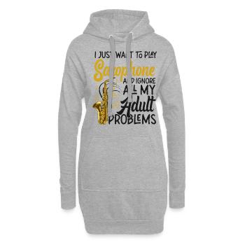 Saxophones que je veux juste jouer - Sweat-shirt à capuche long Femme - gris chiné - Devant