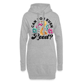 Saxophone Pun Can You Even Reed? - Hoodie-Kleid - Grau meliert - Vorne