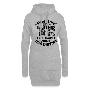 Mais dans ma tête, je pense à la conduite en bus - Sweat-shirt à capuche long Femme - gris chiné - Devant