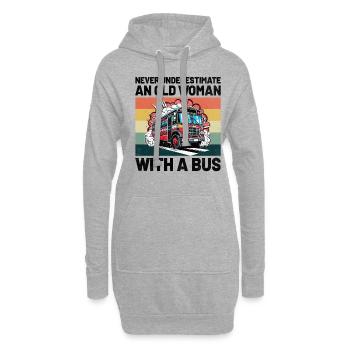 Unterschätzen Sie niemals eine alte Frau mit einem Busfahrer - Hoodie-Kleid - Grau meliert - Vorne