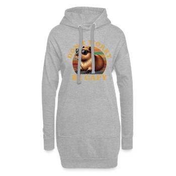 don't worry be capy, capybara - Hoodie-Kleid - Grau meliert - Vorne