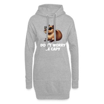 don't worry be capy, capybara - Hoodie-Kleid - Grau meliert - Vorne