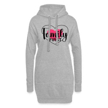 Family First - Herz & Liebe - Hoodie-Kleid - Grau meliert - Vorne