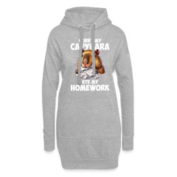Capybara ate my homework, capybara - Hoodie-Kleid - Grau meliert - Vorne