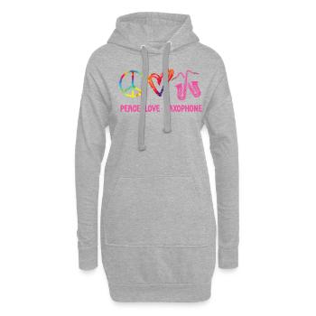 Saxophone Tie Dye Peace Love - Hoodie-Kleid - Grau meliert - Vorne