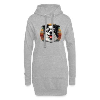 vintage Border Collie Dog - Hoodie-Kleid - Grau meliert - Vorne