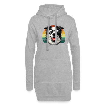 vintage Border Collie Dog - Hoodie-Kleid - Grau meliert - Vorne